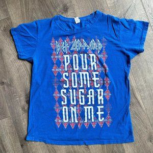 Def Leppard Pour Some Sugar On Me Concert Tour T Shirt Flag Womens XL